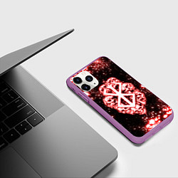 Чехол iPhone 11 Pro матовый Неоновое клеймо жертвы из Берсерка, цвет: 3D-фиолетовый — фото 2