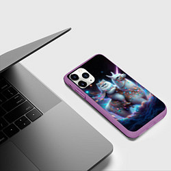 Чехол iPhone 11 Pro матовый Персидский кот верхом на альпаке, цвет: 3D-фиолетовый — фото 2