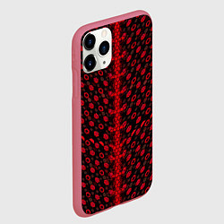Чехол iPhone 11 Pro матовый Красные киберпанк ячейки на белом фоне, цвет: 3D-малиновый — фото 2