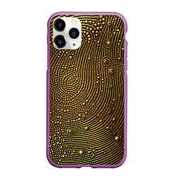 Чехол iPhone 11 Pro матовый Золотые камушки, цвет: 3D-фиолетовый