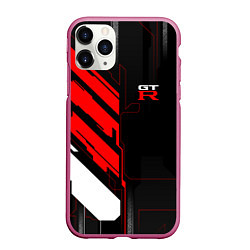 Чехол iPhone 11 Pro матовый Nissan GTR - Cyber, цвет: 3D-малиновый