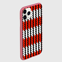 Чехол iPhone 11 Pro матовый Вертикальные красно-белые полосы, цвет: 3D-малиновый — фото 2