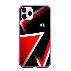 Чехол iPhone 11 Pro матовый Honda - красные треугольники, цвет: 3D-фиолетовый