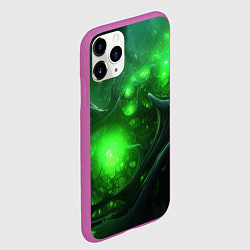 Чехол iPhone 11 Pro матовый Зеленая кислотная яркая неоновая абстракция, цвет: 3D-фиолетовый — фото 2