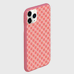 Чехол iPhone 11 Pro матовый Светлый красно-розовый паттерн цветочный, цвет: 3D-малиновый — фото 2