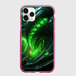 Чехол iPhone 11 Pro матовый Кислотная зеленая яркая неоновая абстракция