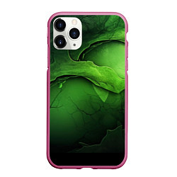 Чехол iPhone 11 Pro матовый Зеленая яркая абстрактная текстура, цвет: 3D-малиновый
