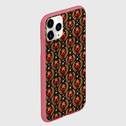 Чехол iPhone 11 Pro матовый Паттерн СССР черный фон, цвет: 3D-малиновый — фото 2