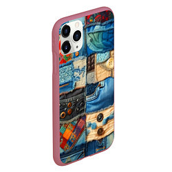 Чехол iPhone 11 Pro матовый Vanguard denim patchwork - ai art, цвет: 3D-малиновый — фото 2