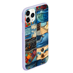 Чехол iPhone 11 Pro матовый Vanguard denim patchwork - ai art, цвет: 3D-светло-сиреневый — фото 2