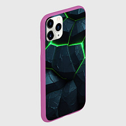 Чехол iPhone 11 Pro матовый Abstract dark green geometry style, цвет: 3D-фиолетовый — фото 2