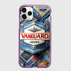 Чехол iPhone 11 Pro матовый Vanguard denim patchwork - ai art, цвет: 3D-фиолетовый