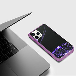Чехол iPhone 11 Pro матовый Неоновый фиолетовый цветок в темноте, цвет: 3D-фиолетовый — фото 2