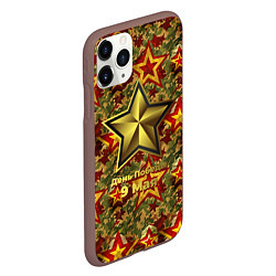 Чехол iPhone 11 Pro матовый Золотые звезды СССР на камуфляже, цвет: 3D-коричневый — фото 2