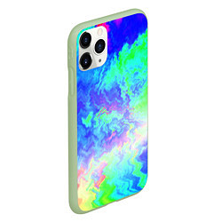 Чехол iPhone 11 Pro матовый Сине-зелёная кислота тай-дай, цвет: 3D-салатовый — фото 2