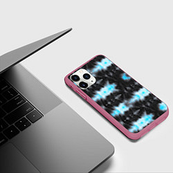 Чехол iPhone 11 Pro матовый Сине чёрный тайдай, цвет: 3D-малиновый — фото 2