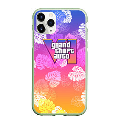 Чехол iPhone 11 Pro матовый Grand Theft Auto VI - пальмы