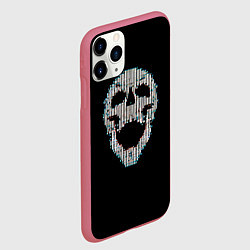Чехол iPhone 11 Pro матовый Череп глитч, цвет: 3D-малиновый — фото 2