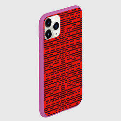 Чехол iPhone 11 Pro матовый Чёрные полосы на красном фоне, цвет: 3D-фиолетовый — фото 2