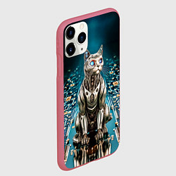 Чехол iPhone 11 Pro матовый Кибер кот сидит на печатной плате, цвет: 3D-малиновый — фото 2
