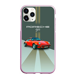 Чехол iPhone 11 Pro матовый Porsche спортивный немецкий автомобиль, цвет: 3D-розовый