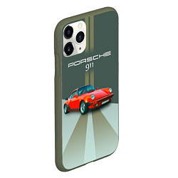 Чехол iPhone 11 Pro матовый Porsche спортивный немецкий автомобиль, цвет: 3D-темно-зеленый — фото 2