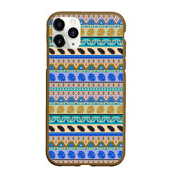 Чехол iPhone 11 Pro матовый Полосатый тропический летний узор, цвет: 3D-коричневый