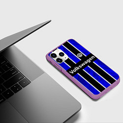 Чехол iPhone 11 Pro матовый Фольцваген - черный и синий, цвет: 3D-фиолетовый — фото 2