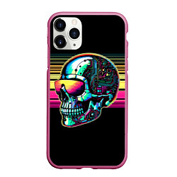 Чехол iPhone 11 Pro матовый Cyber skull - ai art fantasy, цвет: 3D-малиновый