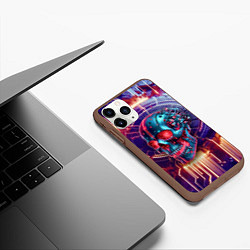 Чехол iPhone 11 Pro матовый Cyber art skull - steel metal, цвет: 3D-коричневый — фото 2