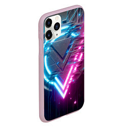 Чехол iPhone 11 Pro матовый Neon geometric abstraction - ai art, цвет: 3D-розовый — фото 2