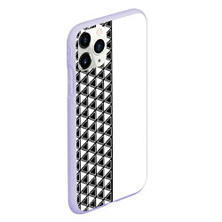 Чехол iPhone 11 Pro матовый Чёрные треугольники на белом фоне, цвет: 3D-светло-сиреневый — фото 2