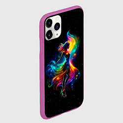 Чехол iPhone 11 Pro матовый Неоновая танцовщица в звездном небе, цвет: 3D-фиолетовый — фото 2