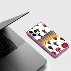 Чехол iPhone 11 Pro матовый Doom 1993 паттерн, цвет: 3D-фиолетовый — фото 2
