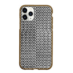 Чехол iPhone 11 Pro матовый Чёрно-белые волнистые линии, цвет: 3D-коричневый