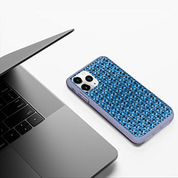Чехол iPhone 11 Pro матовый Чёрные плюсики на синем фоне, цвет: 3D-светло-сиреневый — фото 2