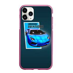 Чехол iPhone 11 Pro матовый Спортивная итальянская машина Lamborghini Aventado