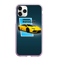 Чехол iPhone 11 Pro матовый Спортивная итальянская машина Lamborghini Huracan, цвет: 3D-розовый