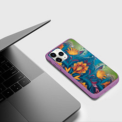 Чехол iPhone 11 Pro матовый Батик в традиционном индонезийском стиле, цвет: 3D-фиолетовый — фото 2