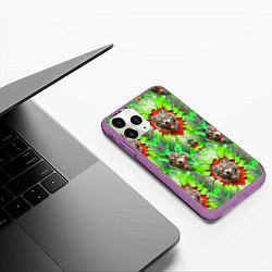 Чехол iPhone 11 Pro матовый Волки из зеленого паттерна, цвет: 3D-фиолетовый — фото 2