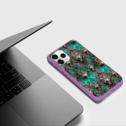 Чехол iPhone 11 Pro матовый Эпичный паттерн из волков, цвет: 3D-фиолетовый — фото 2