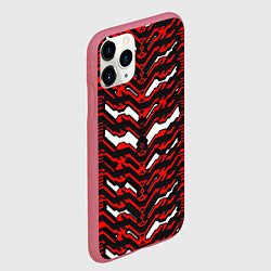 Чехол iPhone 11 Pro матовый Агрессивный чёрно-красный паттерн, цвет: 3D-малиновый — фото 2