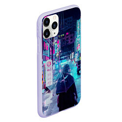 Чехол iPhone 11 Pro матовый Дождливый неоновый вечер в Японии, цвет: 3D-светло-сиреневый — фото 2