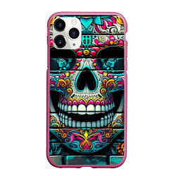 Чехол iPhone 11 Pro матовый Cool skull - graffiti ai art