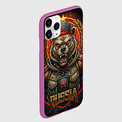 Чехол iPhone 11 Pro матовый Военный русский медведь, цвет: 3D-фиолетовый — фото 2