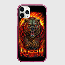 Чехол iPhone 11 Pro матовый Русский агрессивный медведь