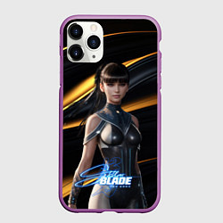 Чехол iPhone 11 Pro матовый Stellar Blade Eve желто-черный фон, цвет: 3D-фиолетовый