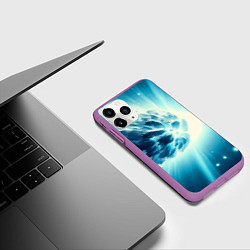 Чехол iPhone 11 Pro матовый Неоновая комета - нейросеть, цвет: 3D-фиолетовый — фото 2