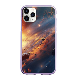 Чехол iPhone 11 Pro матовый Вселенная и планеты, цвет: 3D-светло-сиреневый