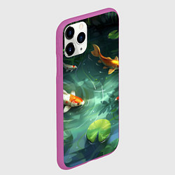 Чехол iPhone 11 Pro матовый Рыбки Кои плавают в пруду, цвет: 3D-фиолетовый — фото 2